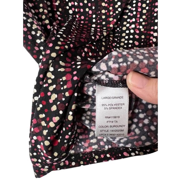 Nicki By Nicole Miller Womens Top L Multicolor Long Sleeve Collared Cinched Dots - Picture 3 of 6